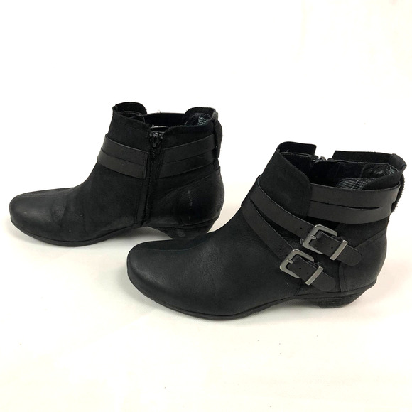 Abeo Nadia Leather Ankle Booties Black, Sz 7 - Picture 2 of 10